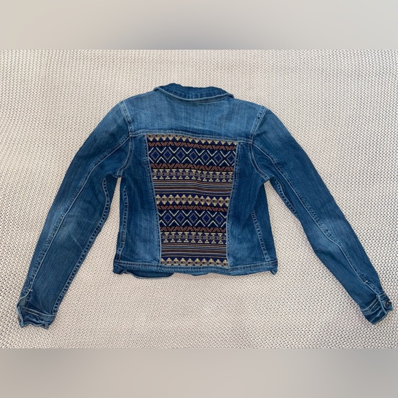 Warehouse One Jean Jacket Western Aztec Embroidered Back Design - Picture 2 of 8
